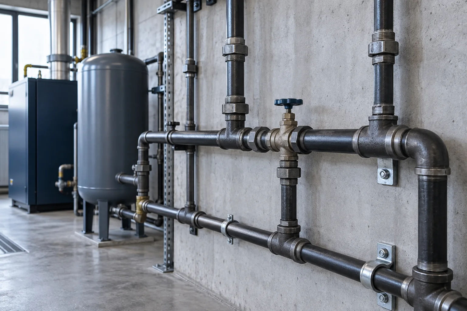 Threaded black pipe connections in a utility installation