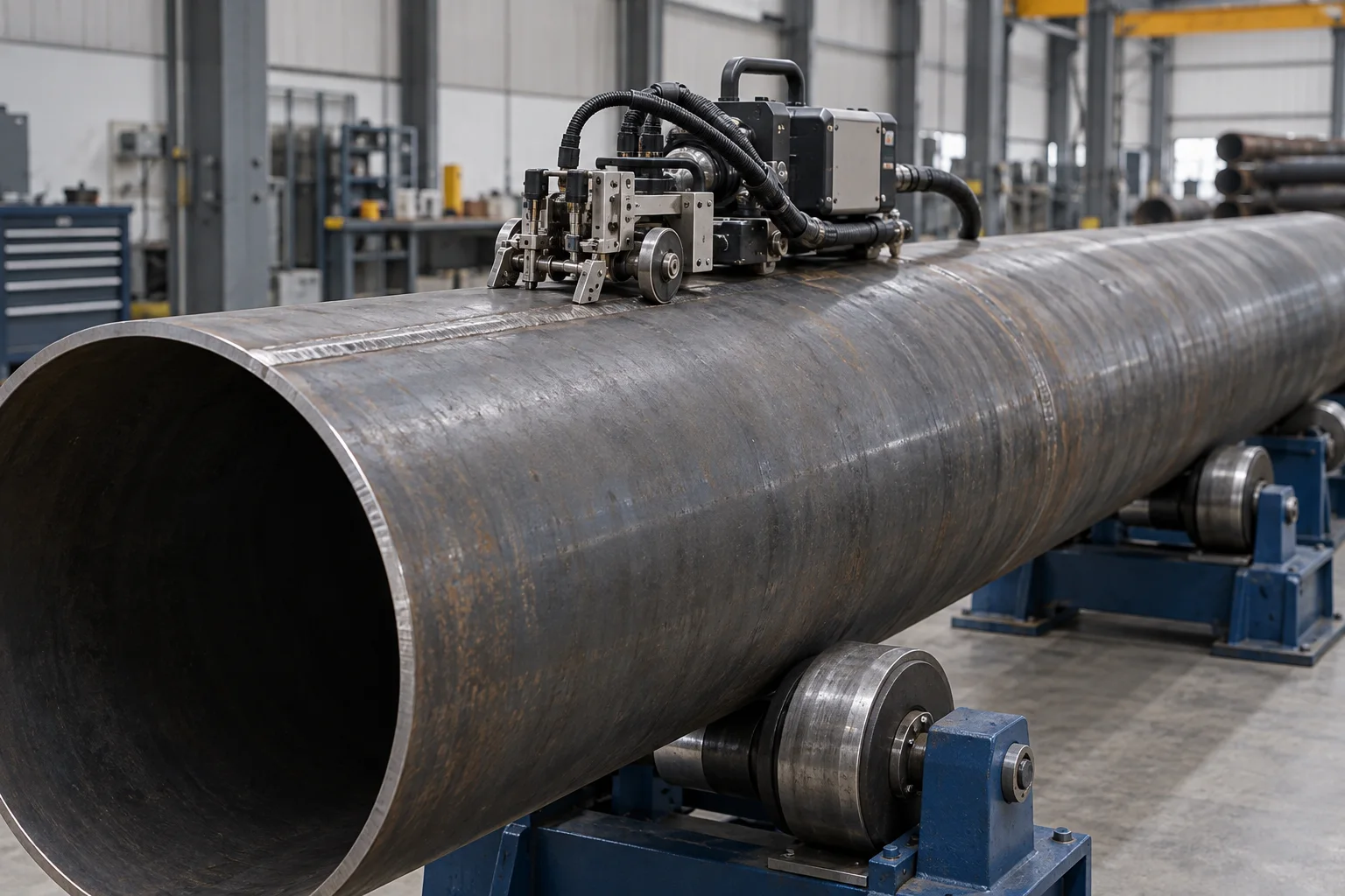 Inspection carriage over a longitudinal pipe seam