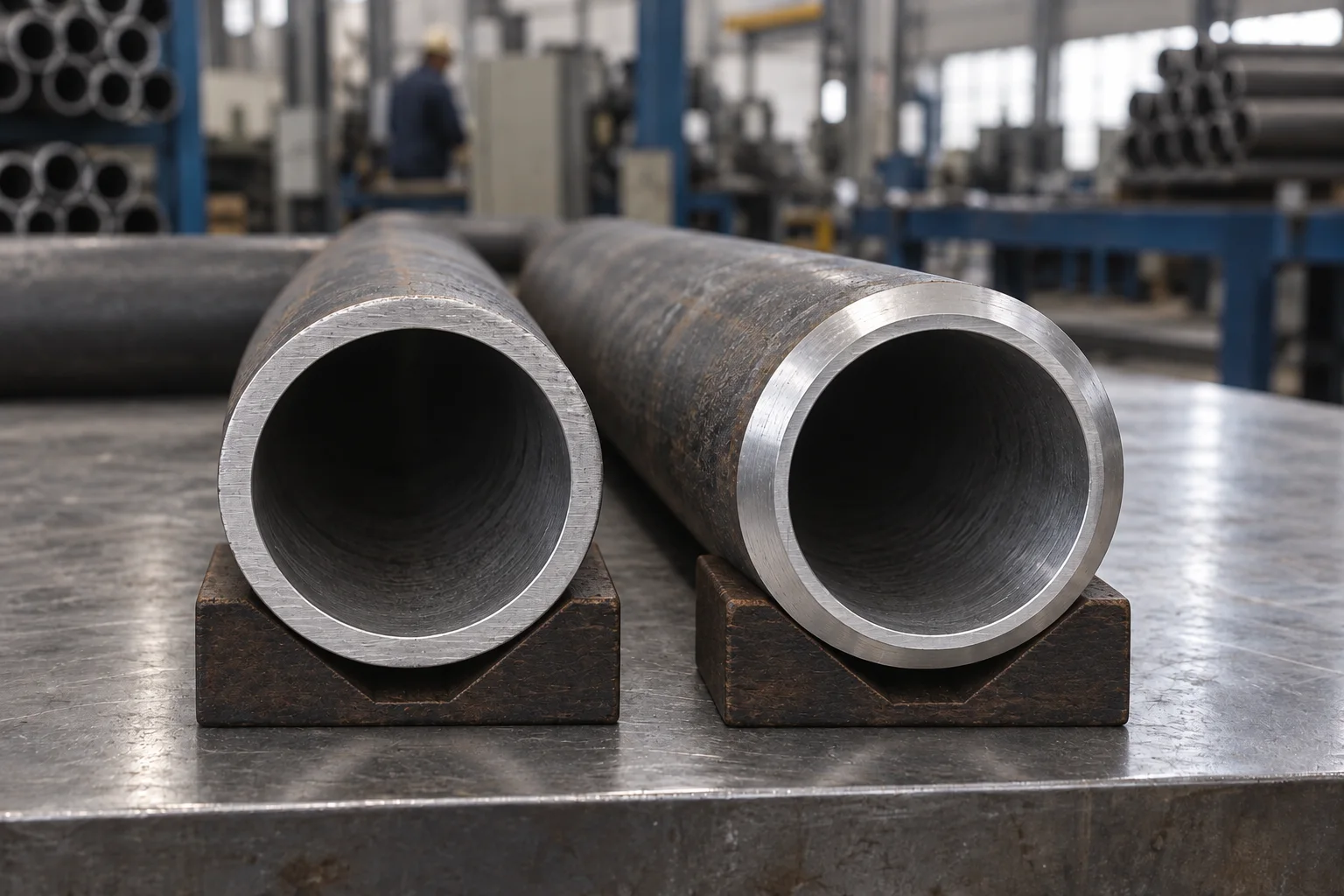 Plain-cut and beveled ends on seamless boiler tubes