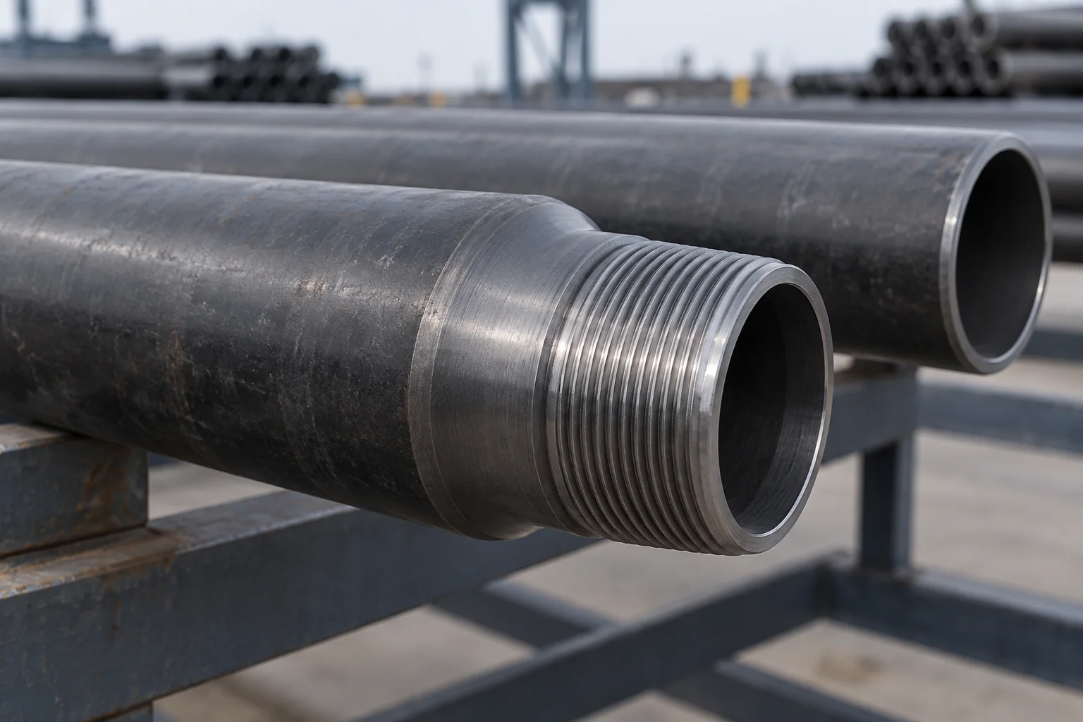 External-upset tubing end with a gradual thickened shoulder