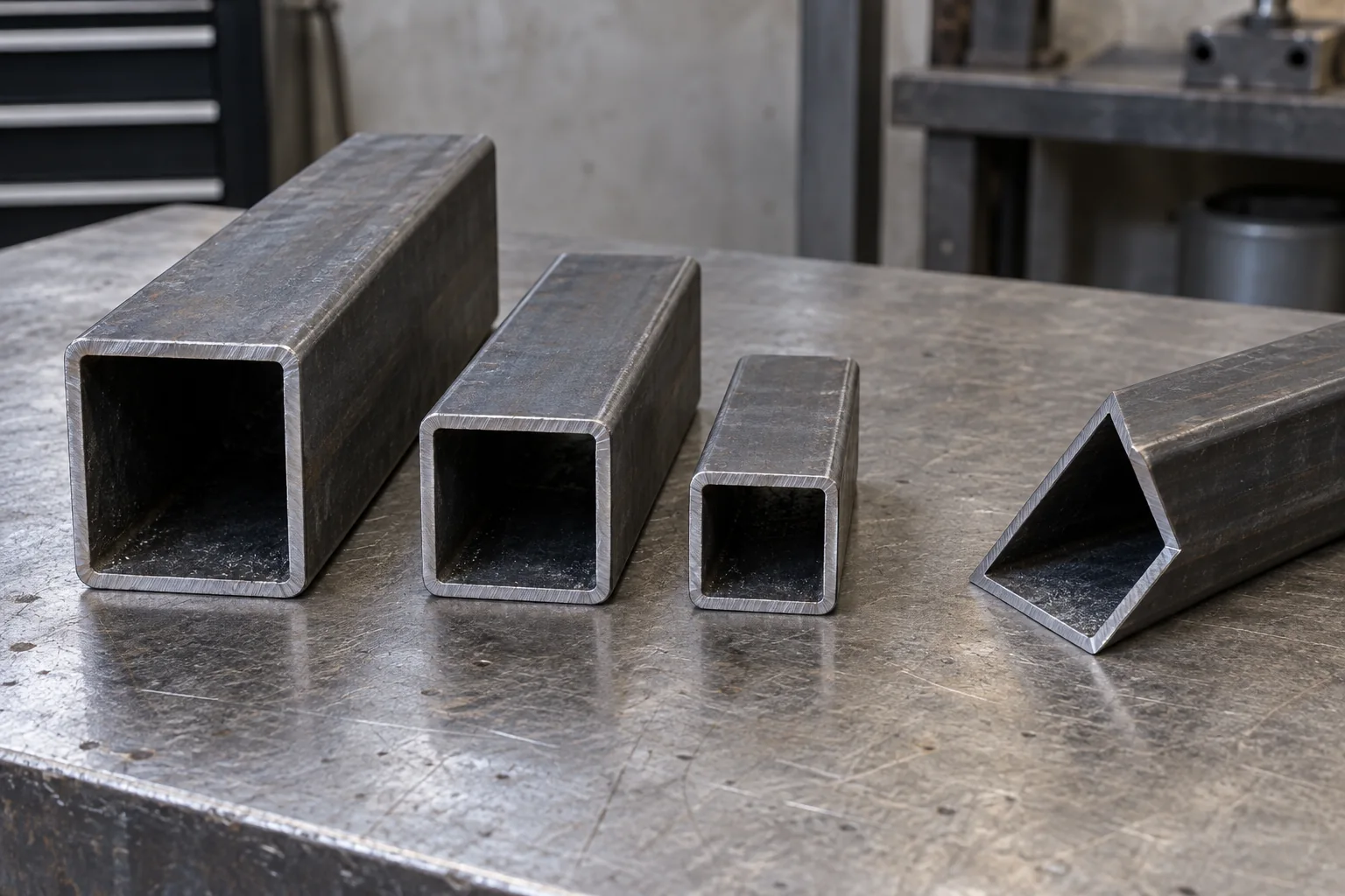 Square-cut and miter-cut square steel tube ends