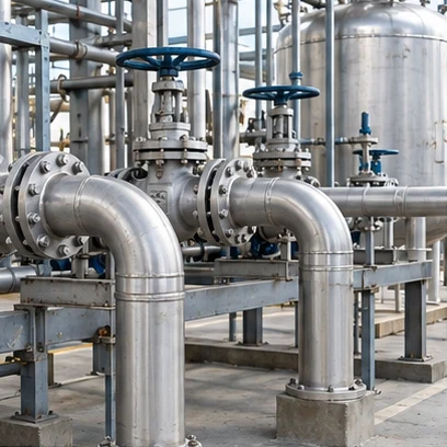 Industrial process pipework in stainless steel
