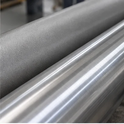 Matte and polished stainless steel pipe surfaces