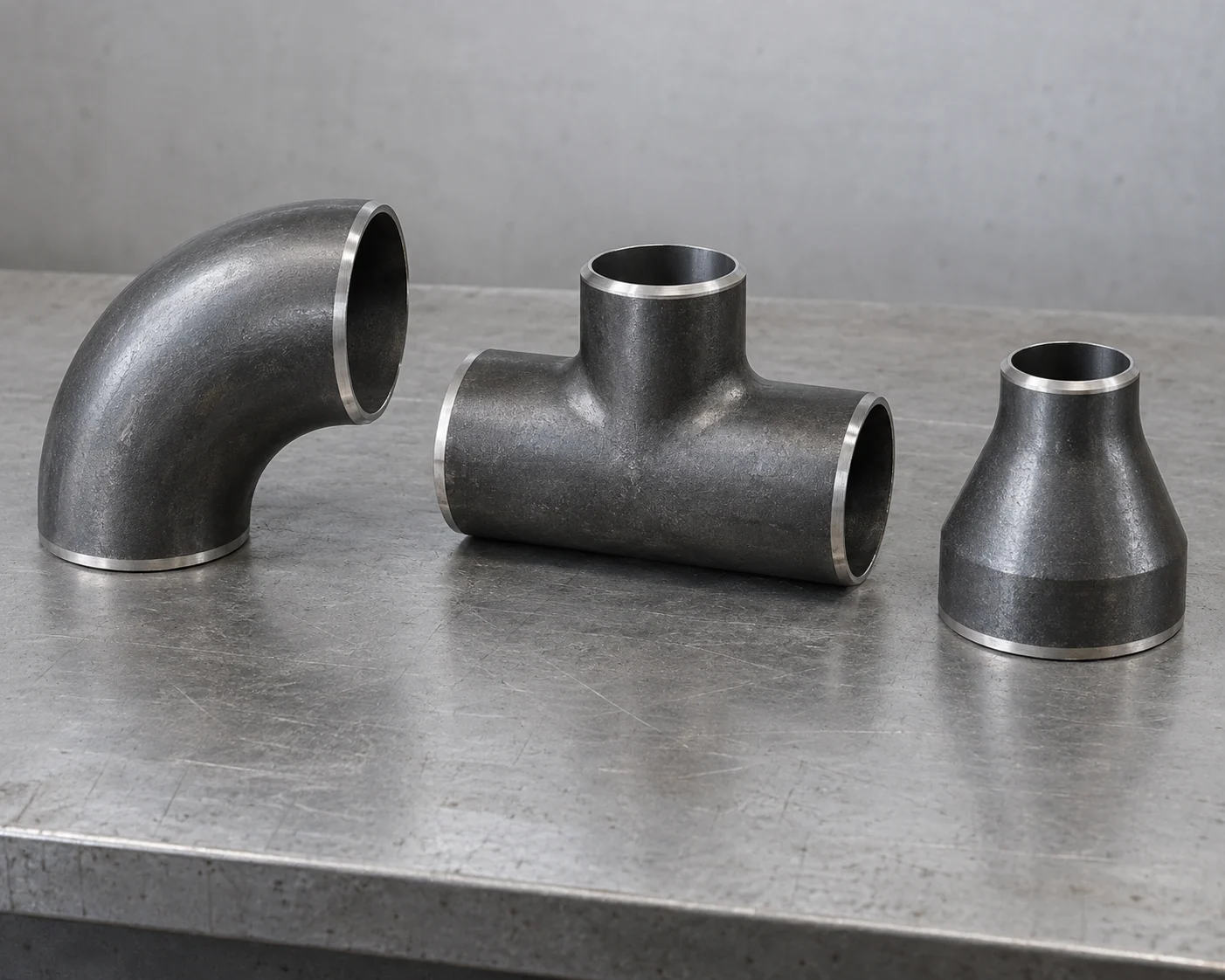 Carbon steel butt weld elbow, equal tee and concentric reducer