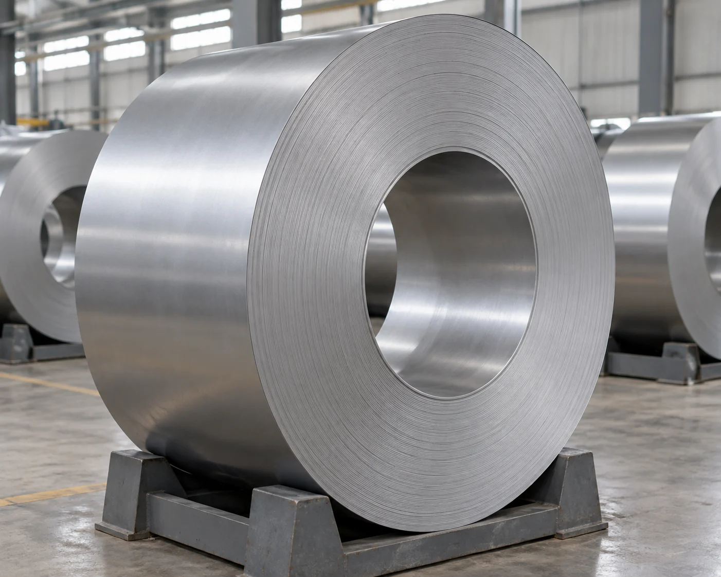 Open coil eye and aligned thin layers of cold-rolled steel strip