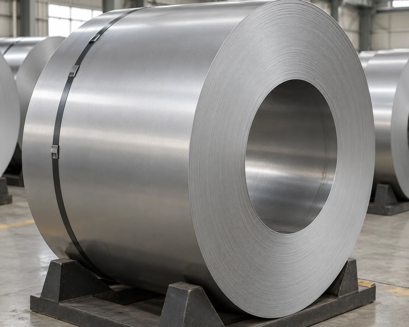 Smooth satin outer wrap of an oiled cold-rolled strip coil