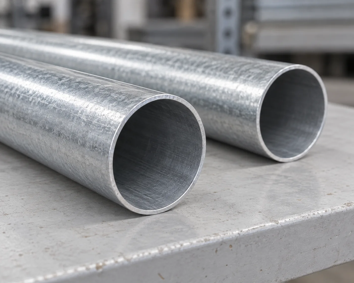 Smooth unthreaded ends of galvanized steel EMT