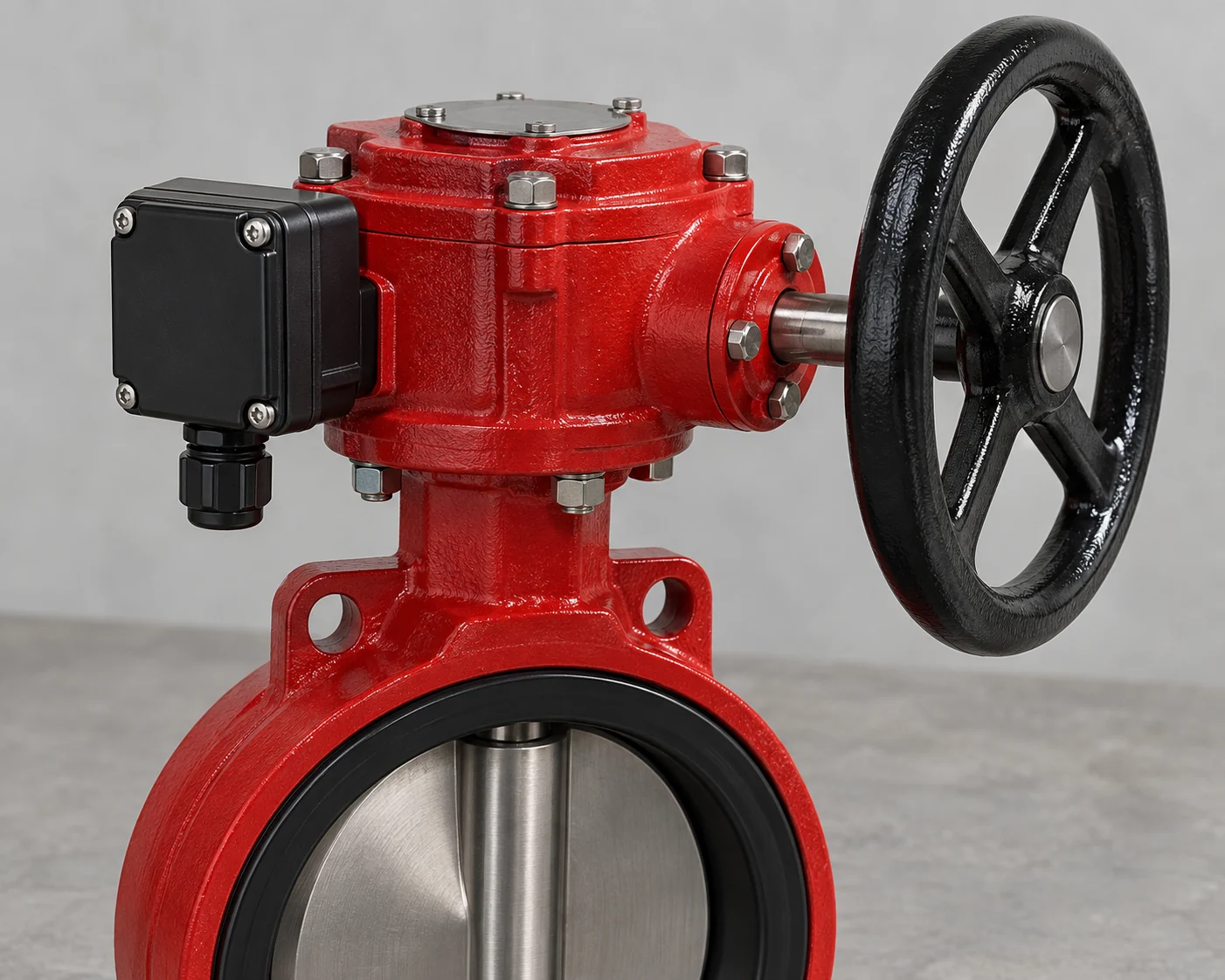 Butterfly valve gearbox and supervisory switch housing