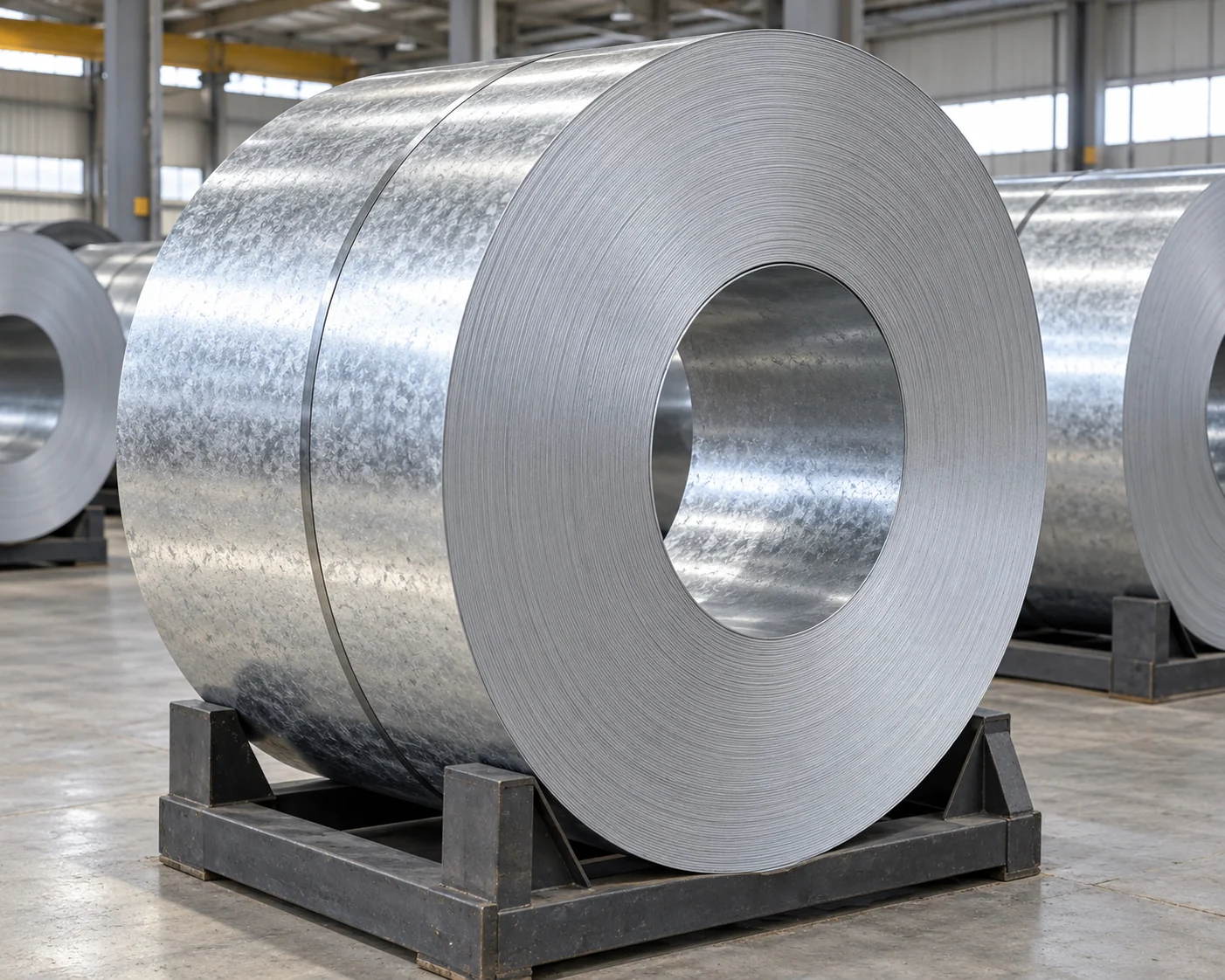 Open coil eye and thin wound layers of galvanized flat steel strip