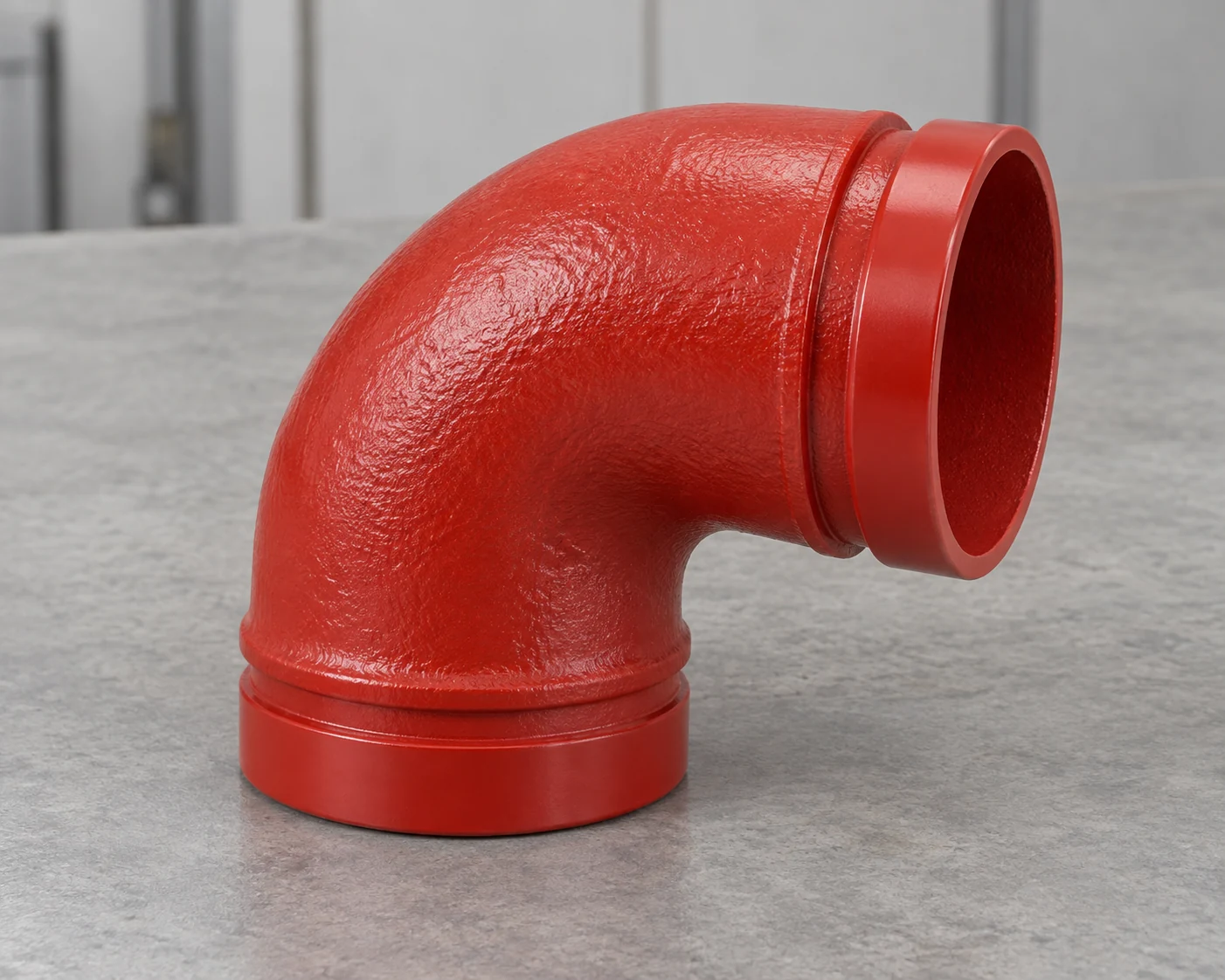 Red 90-degree elbow with two open grooved ends