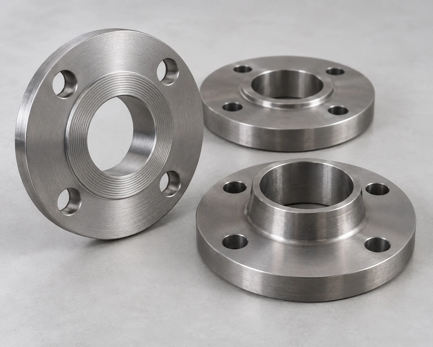 Steel slip-on flanges showing gasket face and short rear hub
