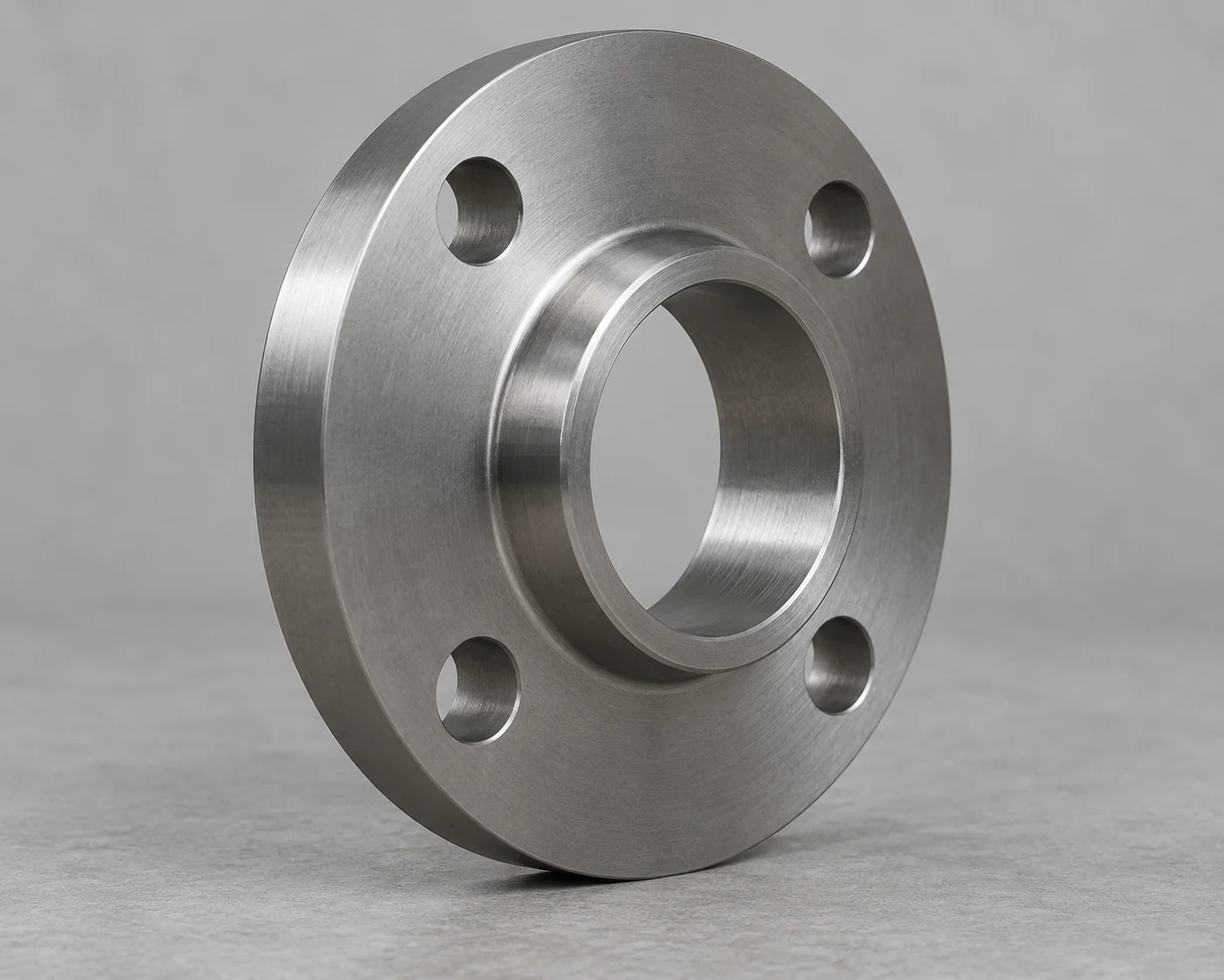 Rear short hub and smooth through-bore of a steel slip-on flange