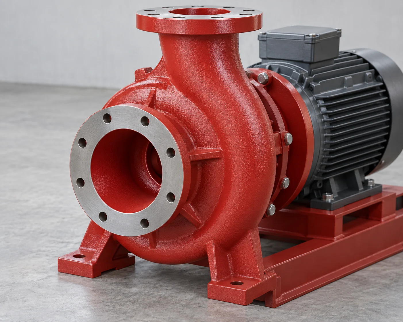Machined suction and discharge flange faces on a centrifugal pump casing