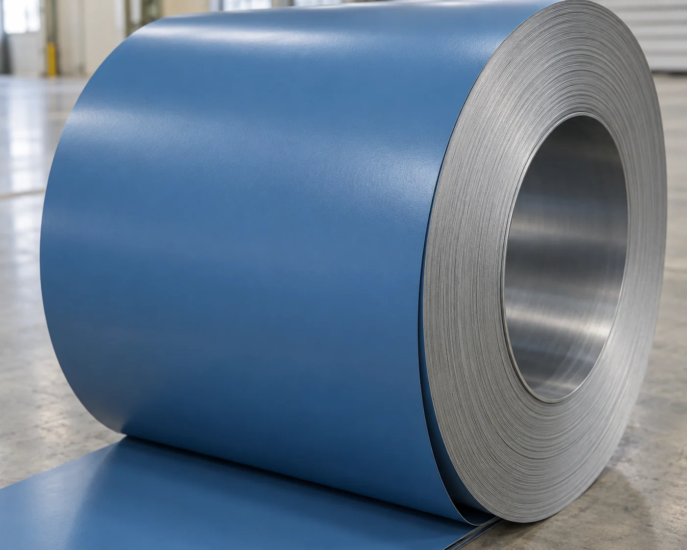 Smooth blue painted outer wrap and tightly wound thin steel coil edges
